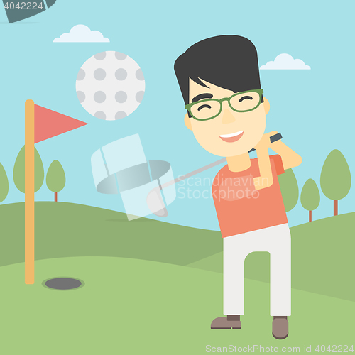Image of Golfer hitting the ball vector illustration.