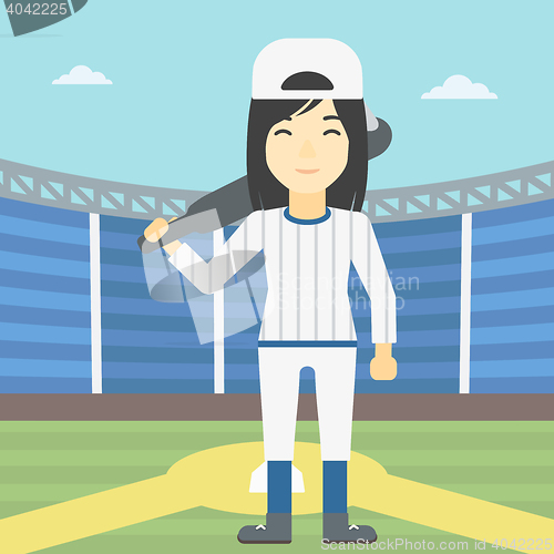 Image of Baseball player with bat vector illustration.