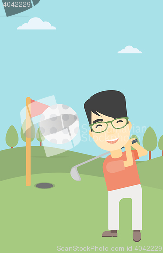 Image of Golfer hitting the ball vector illustration.