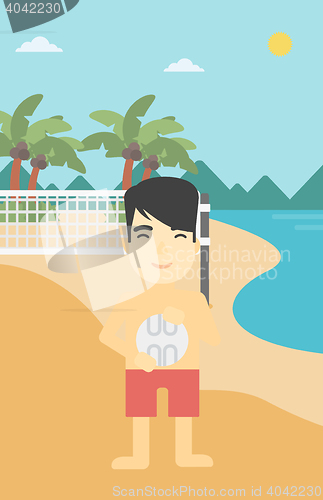 Image of Beach volleyball player vector illustration.