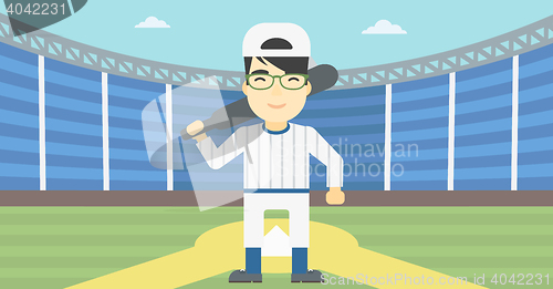 Image of Baseball player with bat vector illustration.