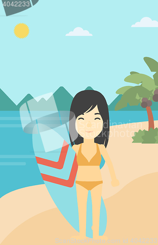 Image of Surfer holding surfboard vector illustration.