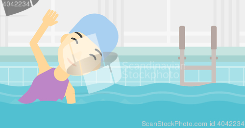 Image of Woman swimming in pool vector illustration.