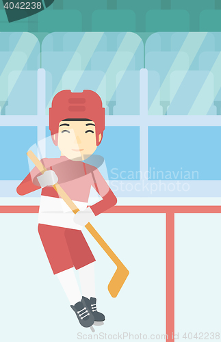 Image of Ice hockey player with stick vector illustration.