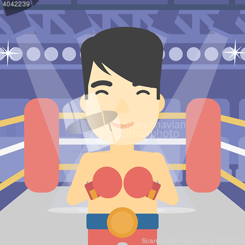 Image of Confident boxer in gloves vector illustration.