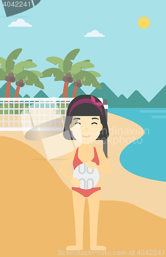 Image of Beach volleyball player vector illustration.