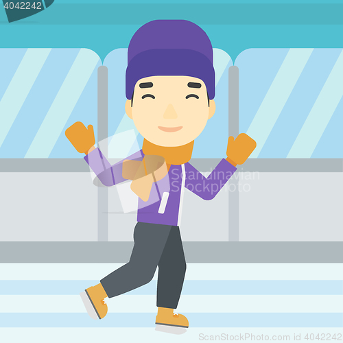 Image of Man ice skating vector illustration.