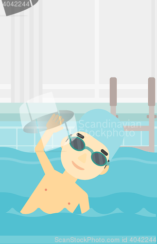 Image of Man swimming in pool vector illustration.