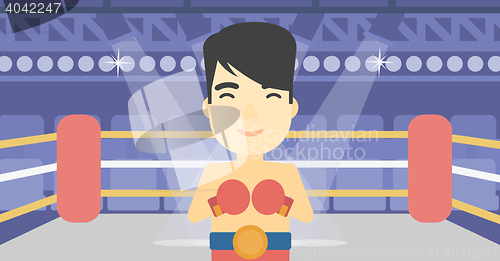 Image of Confident boxer in gloves vector illustration.