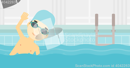 Image of Man swimming in pool vector illustration.