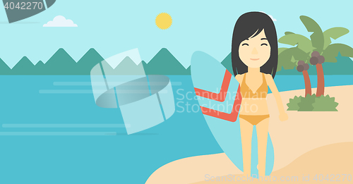 Image of Surfer holding surfboard vector illustration.