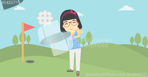 Image of Golfer hitting the ball vector illustration.