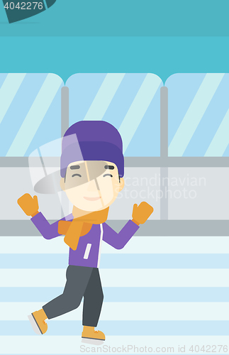Image of Man ice skating vector illustration.