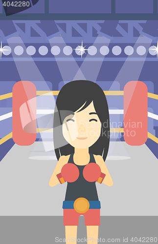 Image of Confident boxer in gloves vector illustration.