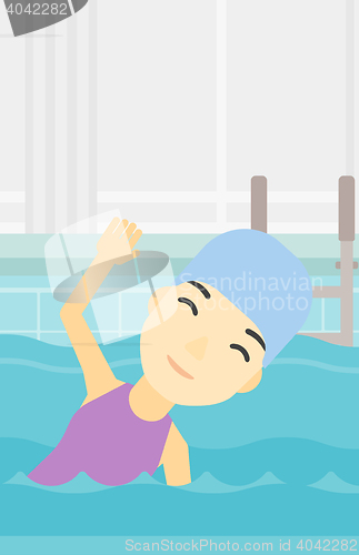 Image of Woman swimming in pool vector illustration.