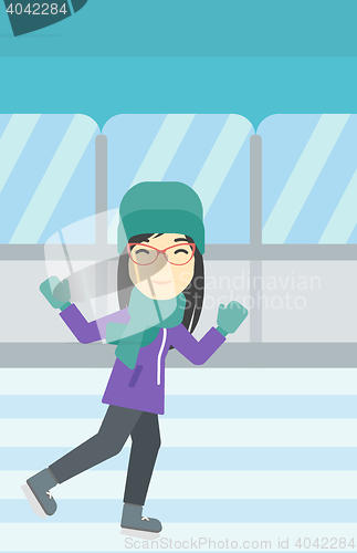 Image of Woman ice skating vector illustration.