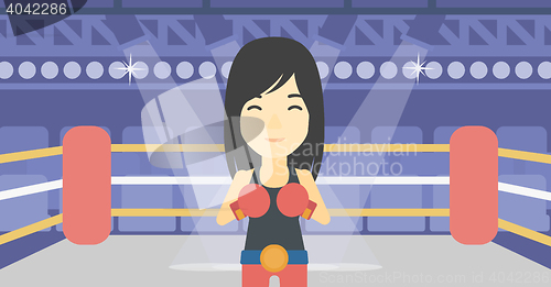 Image of Confident boxer in gloves vector illustration.