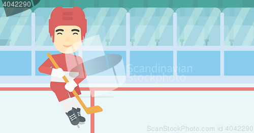 Image of Ice hockey player with stick vector illustration.