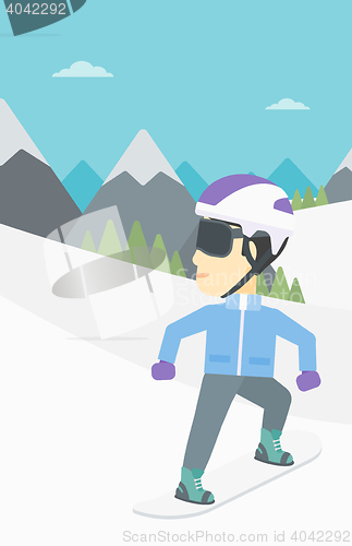 Image of Young man snowboarding vector illustration.