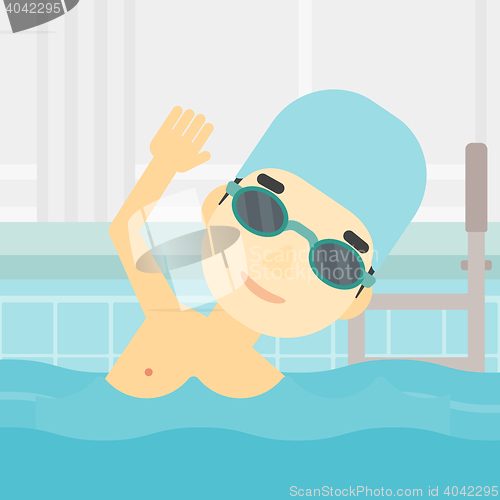 Image of Man swimming in pool vector illustration.