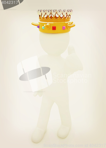 Image of 3d people - man, person with a golden crown. King . 3D illustrat