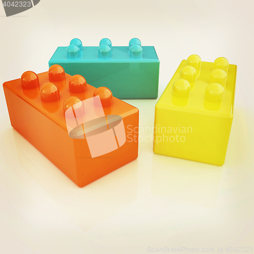 Image of Building blocks on white . 3D illustration. Vintage style.