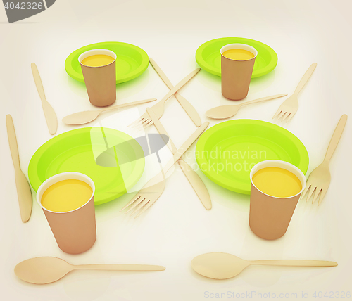 Image of Orange juice in a fast food dishes. 3D illustration. Vintage sty