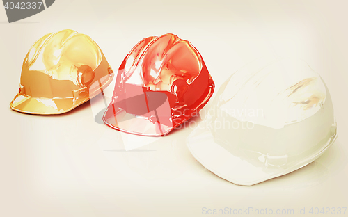 Image of Hard hat. 3D illustration. Vintage style.