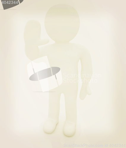 Image of 3d man isolated on white. Series: human emotions - greeting \"Hi\"