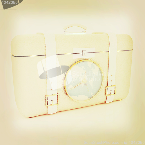 Image of Suitcase for travel. 3D illustration. Vintage style.