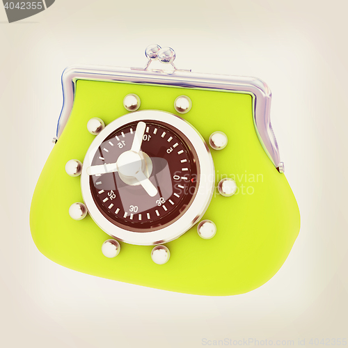 Image of purse safe concept. 3D illustration. Vintage style.