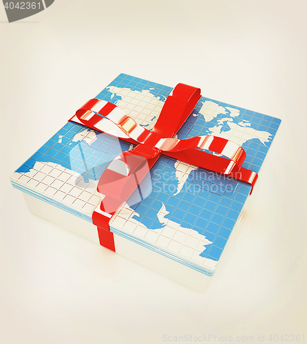 Image of earth for gift on a white background . 3D illustration. Vintage 
