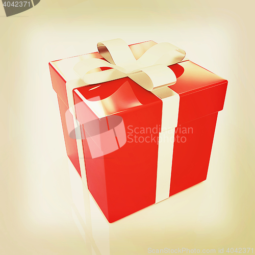 Image of Bright christmas gift. 3D illustration. Vintage style.