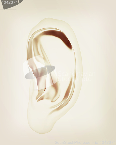 Image of Ear metal. 3D illustration. Vintage style.