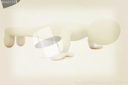 Image of 3d man isolated on white. Series: morning exercises - making pus