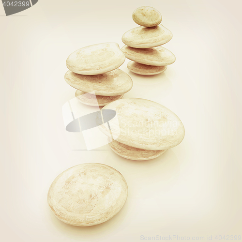 Image of Glossy spa stones. 3d icon . 3D illustration. Vintage style.