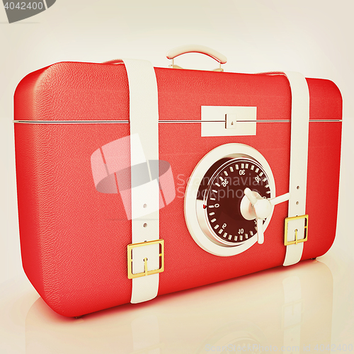 Image of suitcase-safe.. 3D illustration. Vintage style.