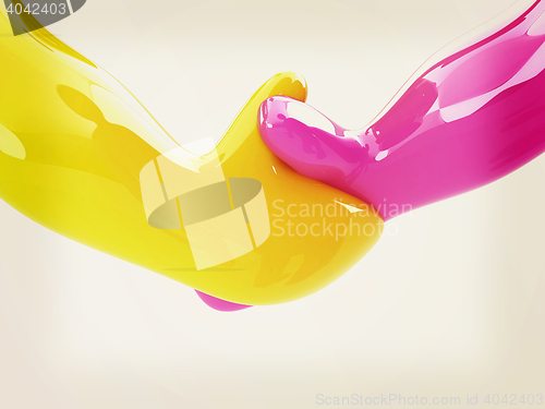 Image of Handshake. Glossy icon. 3D illustration. Vintage style.