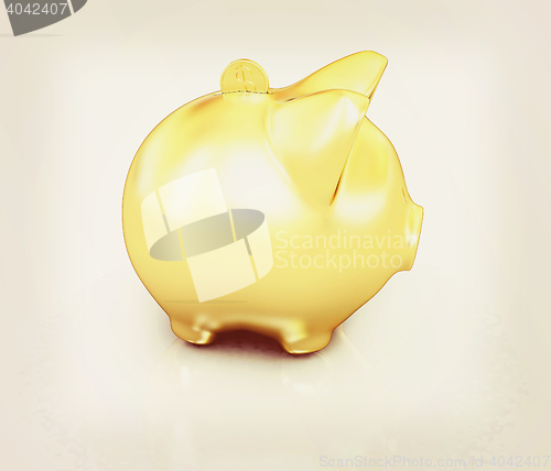 Image of Financial, savings and business concept with a golden piggy bank