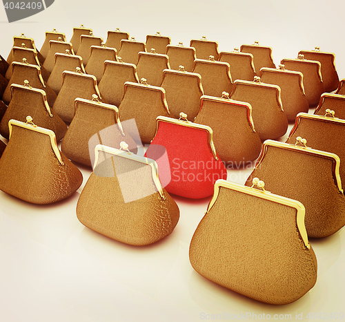 Image of Leather purse. Investments concept. 3D illustration. Vintage sty