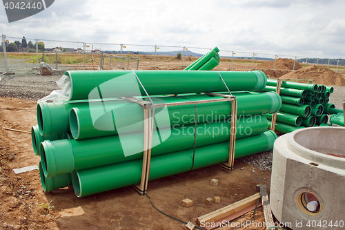 Image of Green sewer pipes
