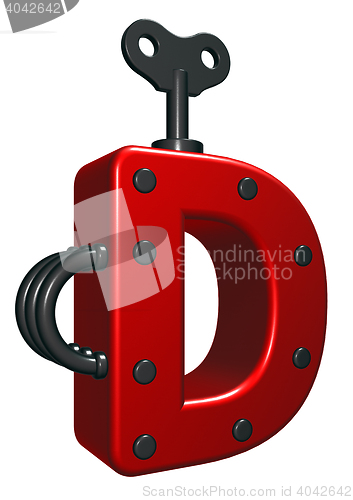 Image of letter d with decorative pieces - 3d rendering
