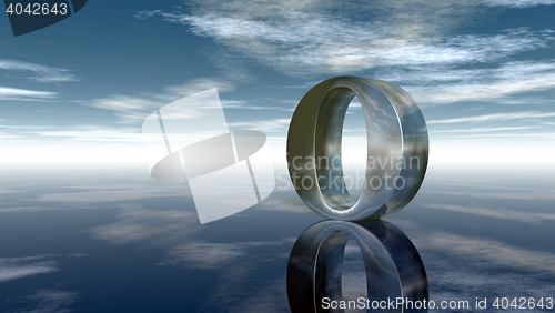 Image of metal letter o under cloudy sky - 3d rendering