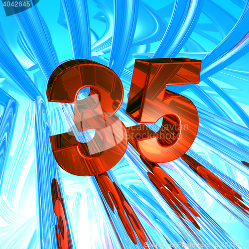 Image of number thirty five in abstract space - 3d illustration