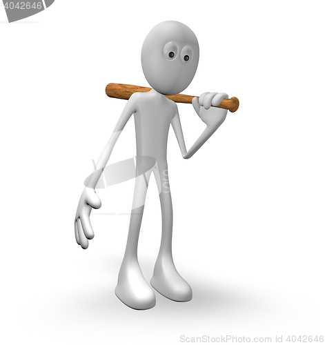 Image of  guy with baseball bat - 3d illustration