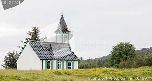 Image of White Church in Thingvellir National park - Iceland