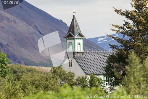 Image of White Church in Thingvellir National park - Iceland