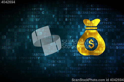 Image of Business concept: Money Bag on digital background
