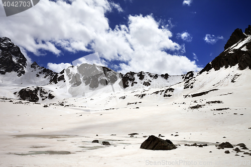 Image of Snowy mountain at nice sun day