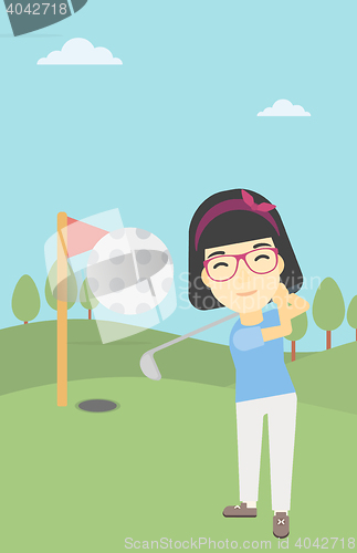 Image of Golfer hitting the ball vector illustration.